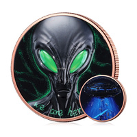 5 Oz .999 Saf Bakır Yuvarlak Uzaylı UFO Renkli Yuvarlak Madeni Para Çift Taraflı Bilim Kurgu Koleksiyonluk Bakır Madalya Özel Hediyelik Eşya 5oz Madeni Para