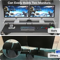Table de jeu au design moderne et luxueux, éclairage LED de 55 pouces et prise de courant, table de jeu pour ordinateur, support pour moniteur, facile à assembler