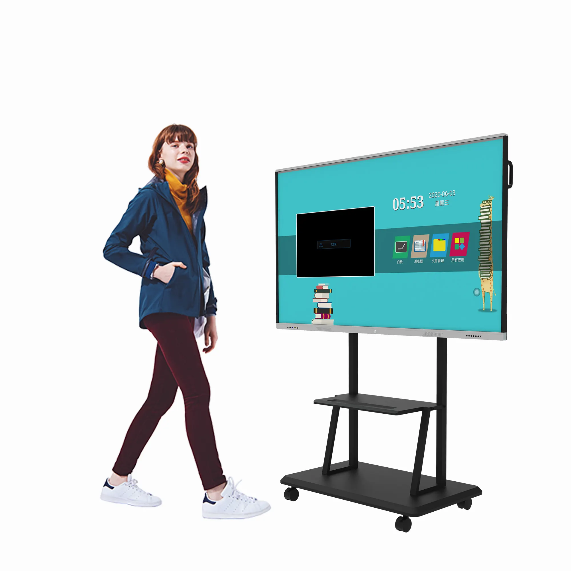 Tela multi-touch de 100 polegadas inteligente, tela lcd para sala de aula eletrônica digital interativa quadro branco