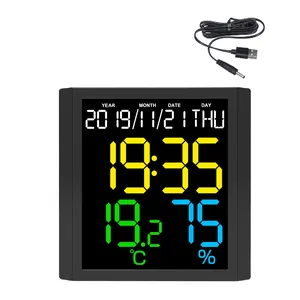 EWETIME wall clock with temperature and humid with alarm function and rcc function dcf