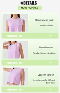 Débardeur de sport d'été décontracté et respirant pour femme, effet rafraîchissant, séchage rapide, sans manches, pour fitness et yoga, style <span class=keywords><strong>Lulu</strong></span> - Product Image 3