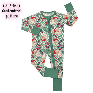 Bộ đồ ngủ bé gái chất liệu sợi tre, họa tiết Giáng sinh, tay dài, kiểu liền thân, sẵn sàng giao hàng - Product Image 1