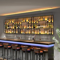 Meuble mural créatif en fer pour bouteilles de vin, design industriel moderne, panneau doré/noir, meuble de bar suspendu pour la maison