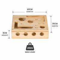 Boîte à puzzle pour chat en bois massif, jouet interactif pour dissimuler les friandises avec plusieurs ouvertures, stimulateur mental, distributeur de nourriture pour chats d'intérieur
