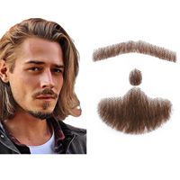 Fausse moustache et barbe, aspect naturel, cheveux humains, faite à la main, dentelle invisible, Chine, divertissement/drame/Halloween/cosplay amusant