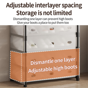 Étagère à chaussures et chapeaux en métal à 5 niveaux avec housse anti-poussière, organisateur de chaussures, étagère de rangement pour manteaux et vêtements pour entrée, salon, usage domestique - Product Image 4