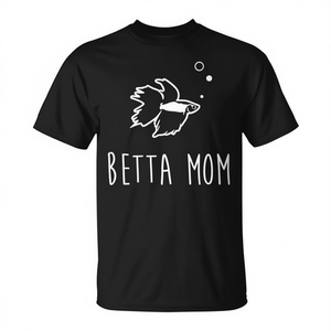 T-shirt Betta Mom nera unisex per adulti, girocollo, manica corta, stampa serigrafica - Product Image 2