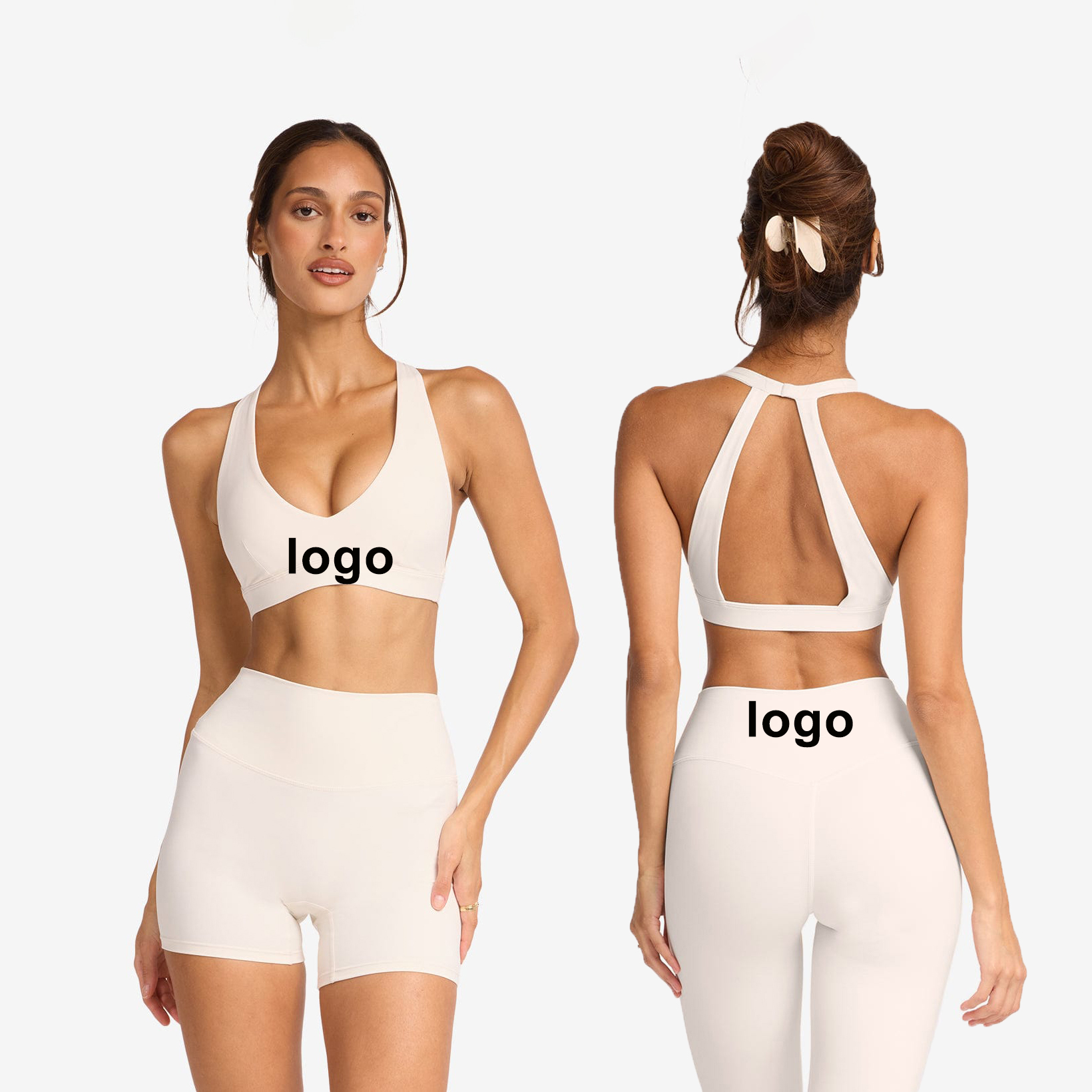 New Women's Plus Size Yoga Bra Lightweight Seamless Sports Underwear Wide Shoulder Straps Shock-proof Fitness Set Elastic Waist