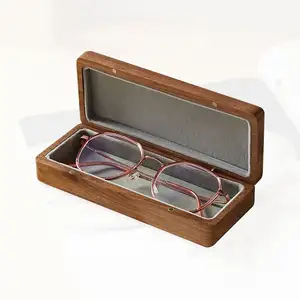 लकड़ी चश्मा फ्रेम क्रिस्टल स्कॉच सेट अधूरा लकड़ी के बक्से गिलास Lids के साथ धूप का चश्मा मामले बॉक्स
