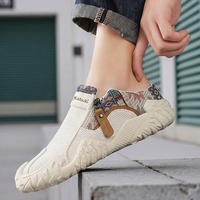 Sandales d'été 2026 pour hommes, mocassins décontractés, demi-chaussons, style pilote, en tissu respirant, à enfiler, à bout ouvert, color block, en PVC