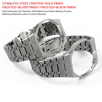 Kit de modification de boîtier et bracelet de montre en acier inoxydable finition grain givré compatible avec S-watch X AP Royal Pop Pocket Watch
