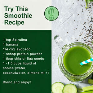 Puur Veganistisch Eiwitrijk Voedingssupplement Groen Poeder Organische Non Gmo Voor Smoothies Recepten 150G Spirulina Poeder - Product Image 4