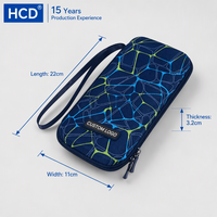 Étui de transport rigide en EVA bleu géométrique personnalisé OEM ODM avec logo, organiseur de technologie portable, sac de voyage, boîte à accessoires antichoc et étanche