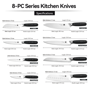 Coltello da Affettare Kiritsuke Professionale da 8 Pollici con Incisione Laser, in Acciaio Inossidabile Forgiato Durevole, per Carne e Intaglio, con Manico in POM, per Cucina e <span class=keywords><strong>Macelleria</strong></span> - Product Image 4