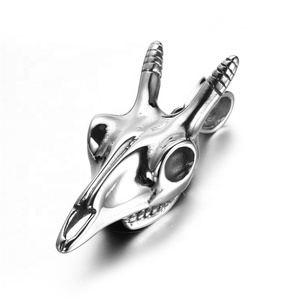 Los hombres joyas <span class=keywords><strong>de</strong></span> fundición <span class=keywords><strong>de</strong></span> acero inoxidable collar <span class=keywords><strong>de</strong></span> cabeza <span class=keywords><strong>de</strong></span> ciervo animal cráneo o cabeza <span class=keywords><strong>de</strong></span> <span class=keywords><strong>cabra</strong></span> colgante venta al por mayor - Product Image 4