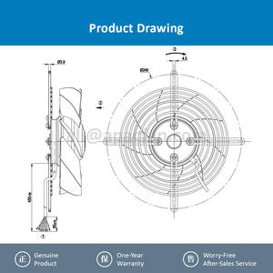 Ventiladores axiales eléctricos ebmpapst S2D200-BH18-01 de 200 mm, 68 W, 230 V CA, ventiladores para aire acondicionado, ventiladores para enfriadores. - Product Image 4