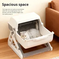 Bac à litière pour chat semi-automatique en PP de grande taille, utilisation quatre saisons, toilette pour animaux de compagnie semi-fermée, pliable, vente directe d'usine