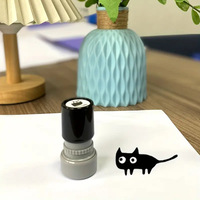 Tampon photosensible en plastique motif chat noir mignon, avec col torsadé, impression numérique, pour la décoration, vente en gros HA23