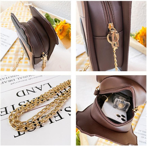 Bolso bandolera con correa ajustable con forma de taza de café de dibujos animados de moda de PU divertido para niñas, monedero cruzado con cierre de cremallera y cadenas - Product Image 4