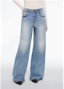 <span class=keywords><strong>Jean</strong></span> en denim vintage taille haute pour <span class=keywords><strong>femme</strong></span>, coupe large, style Y2K streetwear, déchiré et vieilli, pantalon baggy amincissant, chic et rétro - Product Image 3