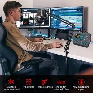 2024 nouveau Live Stream carte son double-core DSP puce Console <span class=keywords><strong>de</strong></span> <span class=keywords><strong>mixage</strong></span> Podcast avec Microphone Studio équipement d'enregistrement condensateur - Product Image 5