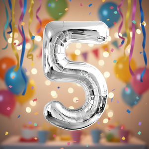 Party Love Silver Number 5 <b>Balloon</b> 45cm Foil Birthday Party <b>Decor</b> Kids Celebration Supplies - Product Image 2