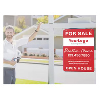 Agente immobiliare personalizzato segno di vendita Open House nome agente immobiliare Logo personalizzato foto segni di Marketing agente immobiliare