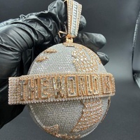 Pendentif globe terrestre personnalisé en moissanite, breloque Terre glacée en argent sterling 925, breloque hip-hop, passe le testeur de diamant