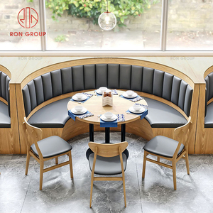 Conjunto de Mesa y Sillas Curvas Minimalistas de Madera Maciza con Tapicería de Cuero <span class=keywords><strong>para</strong></span> Cafetería, Hotel, <span class=keywords><strong>Muebles</strong></span> Comerciales - Product Image 3