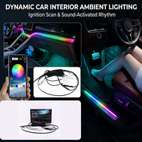 Lumières de voiture à commande à distance par application, USB, décoration, LED RGB, bande lumineuse intérieure de voiture, lampe acrylique, lumière ambiante symphonique