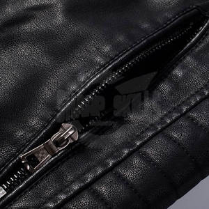 Vente chaude hommes vêtements nouvelle mode hommes veste en cuir coupe-vent vestes en cuir haute qualité support mince cuir tissu tricoté - Product Image 2