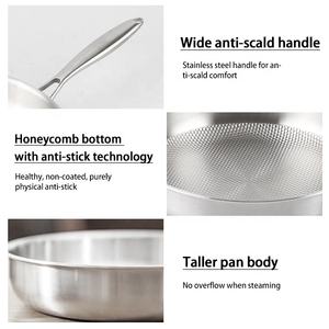 Sartén de acero inoxidable 304 personalizada, sartenes Panci de tamaño múltiple, sartén de Cocina de Inducción - Product Image 4