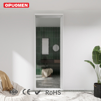 Kit de portes invisibles à glissière suspendue moderne à une feuille Finition en aluminium verre miroir Porte fantôme coulissante flottante sans rail