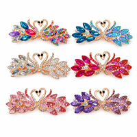 Barrette à cheveux cygne en strass faite à la main, pince à ressort en acétate, accessoire floral élégant pour le bal de promo et le quotidien