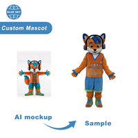 Kostum Maskot Rubah 3D Profesional Buatan Blue Sky Factory, Kostum Hewan Dewasa dengan Headset untuk Acara Komersial