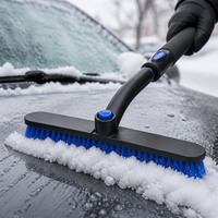 Brosse à neige pour voiture avec tête en poils, manche en fer extensible, grattoir à glace, raclette en mousse, outil de nettoyage de pare-brise d'hiver