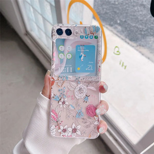 INS peint fleurs Transparent antichoc téléphone Funda <span class=keywords><strong>Coque</strong></span> étui pour Sam Sung Z Flip <span class=keywords><strong>6</strong></span> 5 4 5G Z Flip 1 2 3 4 5G - Product Image 2
