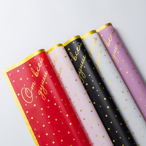 New vàng-edged nhỏ Dot Giấy Gói hoa giấy không thấm nước cho món quà Hoa cửa hàng vật liệu - Product Image 2