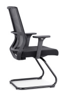 Chaise de bureau moderne entièrement en maille, pivotante, pour visiteurs, conférences et réunions, avec dossier mi-haut, base en aluminium et réglage manuel