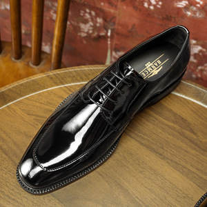 Men's <b>Black</b> <b>Patent</b> <b>Leather</b> Pointed Toe Oxford Dress <b>Shoes</b> Lace-Up Solid Pattern Office Career Style All Seasons - Product Image 3