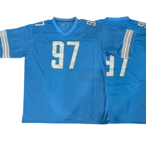 Camisetas de fútbol americano para hombre personalizadas al por mayor, uniformes deportivos para jóvenes, camisetas transpirables bordadas cosidas de manga corta - Product Image 4