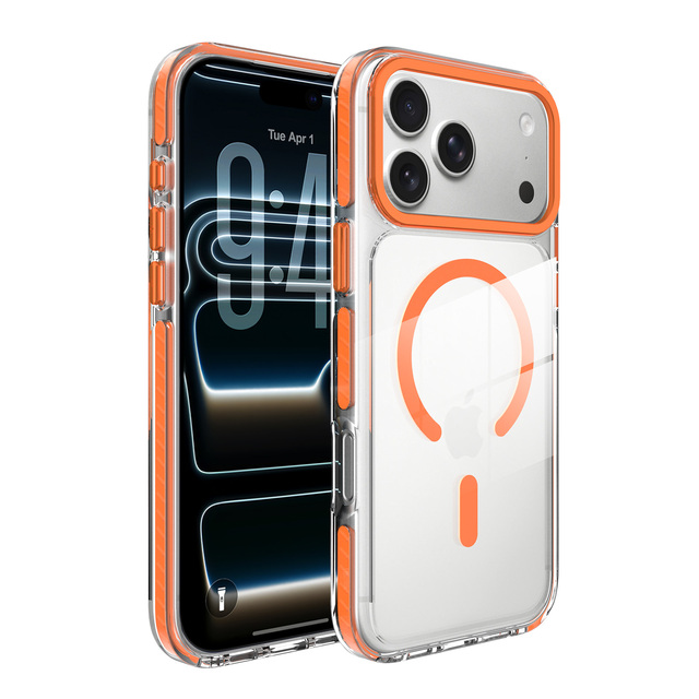 Clear Shockproof Airbags PC Back TPU Bumper Mobile Phones Cover Magnetic Phone Case for iPhone 17 air 17 Pro Max