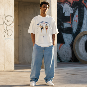 Camiseta Blanca de Cuello Redondo Blesstop con Gráfico <span class=keywords><strong>Vintage</strong></span> de Lucha para Hombre, Estilo Casual Hip Hop Streetwear - Product Image 1