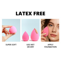 Set Blender Spons Makeup 6pcs Bebas Lateks, Kustomisasi, Warna Pink, Grosir, untuk Kecantikan