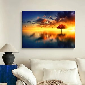 Peinture sur toile extensible personnalisée pour la décoration de la maison, impression de paysage au coucher du soleil, affiche et décoration murale, <span class=keywords><strong>image</strong></span> décorative - Product Image 2