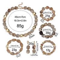 Joyería de Fiesta Vintage para Mujer, Collar de Piedras Geométricas de Plástico, Aretes, Pulsera Elástica de Cuentas Acrílicas con Textura Irregular