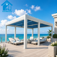 Pergola motorisée de luxe en aluminium Sweet Home, toit à lamelles réglables imperméable, gazebo extérieur, ombrage bioclimatique, éclairage LED pour le jardinage