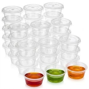 כוס רוטב מפלסטיק PP ללא BPA עם מכסה צירים, מיכל חד פעמי לרטבים, אטום לדליפות, לסלט, רטבים וטבילה, 25ml 50ml - Product Image 4