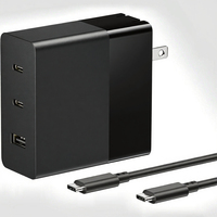 Adaptor Daya GaN 2-Port USB-C 140W PD3.1 Pengisian Cepat dengan Colokan Retractable Ramah Perjalanan Warna Hitam untuk ThinkPad MacBook