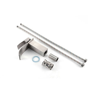 Stainless Steel Basin Faucet Single Hole Deck Mounted Waterfall Style Ceramic Valve Core Modern Design - Product Image 1